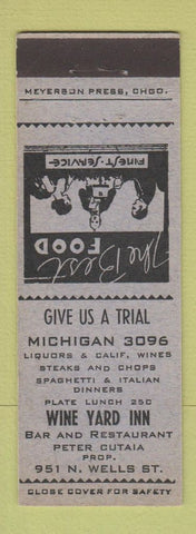 Matchbook Cover - Wine Yard Inn Chicago IL