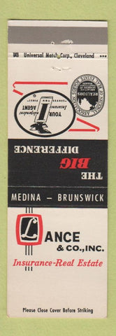 Matchbook Cover - Lance Insurance Real Estate Medina Brunswick OH