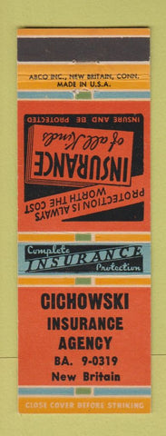 Matchbook Cover - Cichowski Insurance Agency New Britain CT