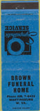 Matchbook Cover - Brown Funeral Home Martinsburg WV