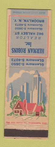 Matchbook Cover - Herman Robins Real Estate Brooklyn NY