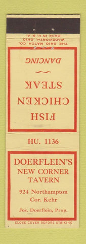 Matchbook Cover - Doerflein's New Corner Tavern  WEAR