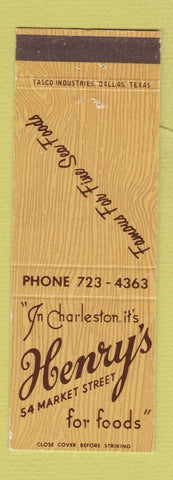 Matchbook Cover - Henry's Restaurant Charleston SC?