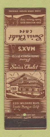 Matchbook Cover - Max's Swiss Chalet Cafe Santa Monica CA WEAR