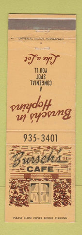 Matchbook Cover - Bursch's Cafe Hopkins MN