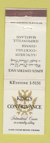 Matchbook Cover - King's Contrivance Simpsonville MD