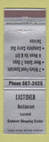 Matchbook Cover - Eastover Restaurant  WEAR