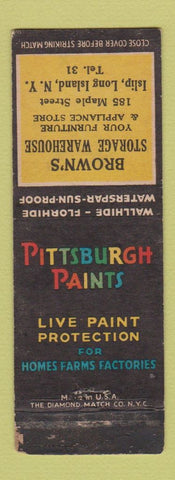 Matchbook Cover - Pittsburgh Paints Brown's Furniture Islip LI NY WEAR