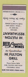 Matchbook Cover - HI Fulton Restaurant Grill Columbus OH WORN