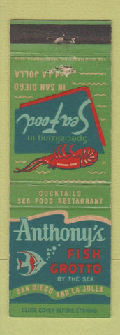 Matchbook Cover - Anthony's Fish Grotto San Diego La Jolla CA