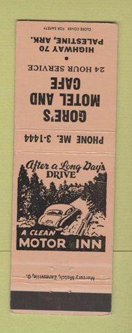 Matchbook Cover - Gore's Motel and Cafe Palestine AR