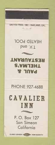 Matchbook Cover - Cavalier Inn Paul & Thelma's Restaurant San Simeon CA WEAR