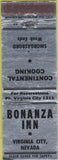 Matchbook Cover - Bonanza Inn Virginia City NV