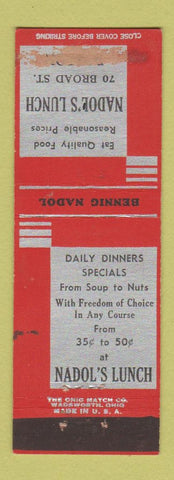 Matchbook Cover - Nadol's Lunch WORN