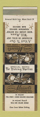 Matchbook Cover - Arthur Maisel's Restaurant Miami Beach FL