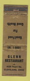 Matchbook Cover - Glenn Restaurant Cleveland OH WORN