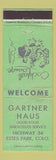 Matchbook Cover - Gartner Haus Estes Park Colorado restaurant