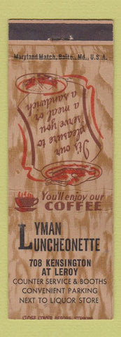 Matchbook Cover - Lyman Luncheonette NO TOWN