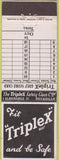 Matchbook Cover - Triplex Safety Glass Piccadilly Golf score card London UK