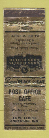 Matchbook Cover - Post Office Cafe Anderson IN WEAR