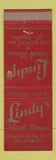 Matchbook Cover - Lindy's Steak House Los Angeles CA