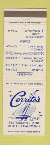 Matchbook Cover - Cerrito's Restaurant Monterey Visalia CA