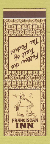 Matchbook Cover - Franciscan Inn Vista Fallbrook Poway CA Tucson Tempe AZ