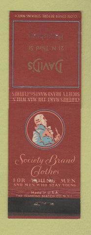 Matchbook Cover - Society Brand Men's Clothes David's Harrisburg PA