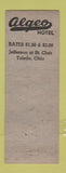 Matchbook Cover - Algeo Hotel Toledo OH ADVANCE