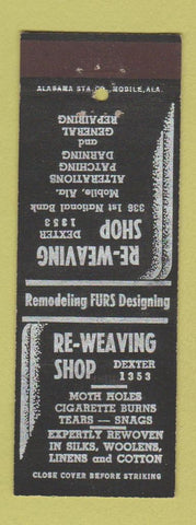 Matchbook Cover - Re-Weaving Shop Mobile AL fabric repairs