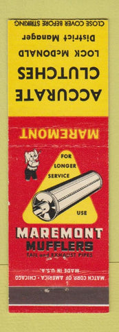 Matchbook Cover - Maremont Mufflers Accurate Clutches Lock McDonald