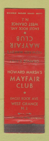 Matchbook Cover - Howard Marsh's Mayfair Club West Orange NJ