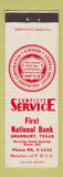 Matchbook Cover - First National Bank Granbury TX