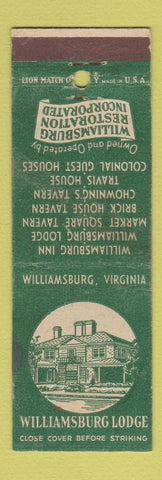 Matchbook Cover - Williamsburg Lodge VA WORN