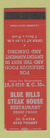 Matchbook Cover - Blue Hills Steak House Kansas City MO