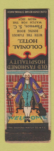 Matchbook Cover - Colonial Hotel Florence SC WEAR