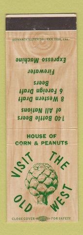 Matchbook Cover - House of Corn & Peanuts  Club Artichoke San Bruno CA