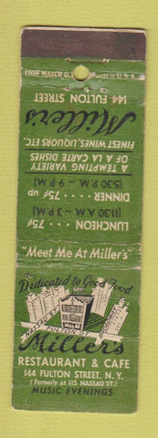 Matchbook Cover - Miller's Restaurant Cafe New York City WORN