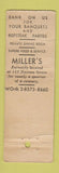 Matchbook Cover - Miller's Restaurant Cafe New York City WORN