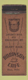 Matchbook Cover - Robinson Cafe Clair NE WORN