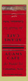 Matchbook Cover - Adams Cafe Columbus NE WORN