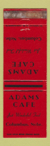 Matchbook Cover - Adams Cafe Columbus NE WORN