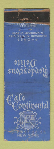Matchbook Cover - Cafe Continental New York City WORN