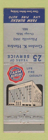 Matchbook Cover - Gordon Harden Farm Bureau Insurance Owings Mills MD