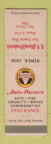 Matchbook Cover - HV Herm Frederick Insurance Port Clinton OH