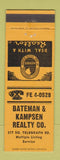 Matchbook Cover - Bateman & Kampsen Real Estate Pontiac? MI WEAR