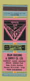 Matchbook Cover - Beam Building Supply brick sewer tile Port Colborne ON