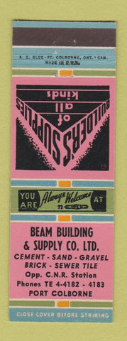 Matchbook Cover - Beam Building Supply brick sewer tile Port Colborne ON