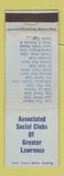 Matchbook Cover - Associated Social Club of Greater Lawrence MA