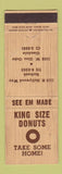 Matchbook Cover - King Size Donuts Burbank Glendale CA WEAR